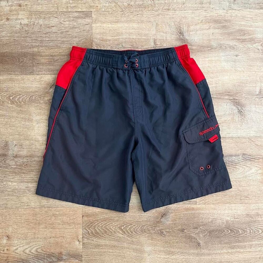Speedo Men's Grey and Red Swim-briefs-shorts